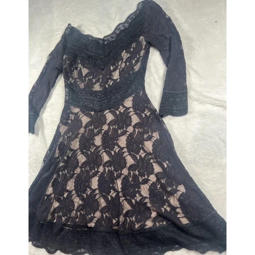 Free People‎ Lacey Affair Lace Cutout Mini Dress in Black Size XS RETAIL $168